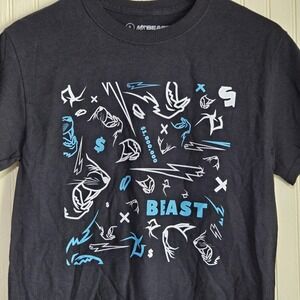 Mr Beast Shirt Mens Small Black Graphic Tee YouTube Beast Doodle Logo Print